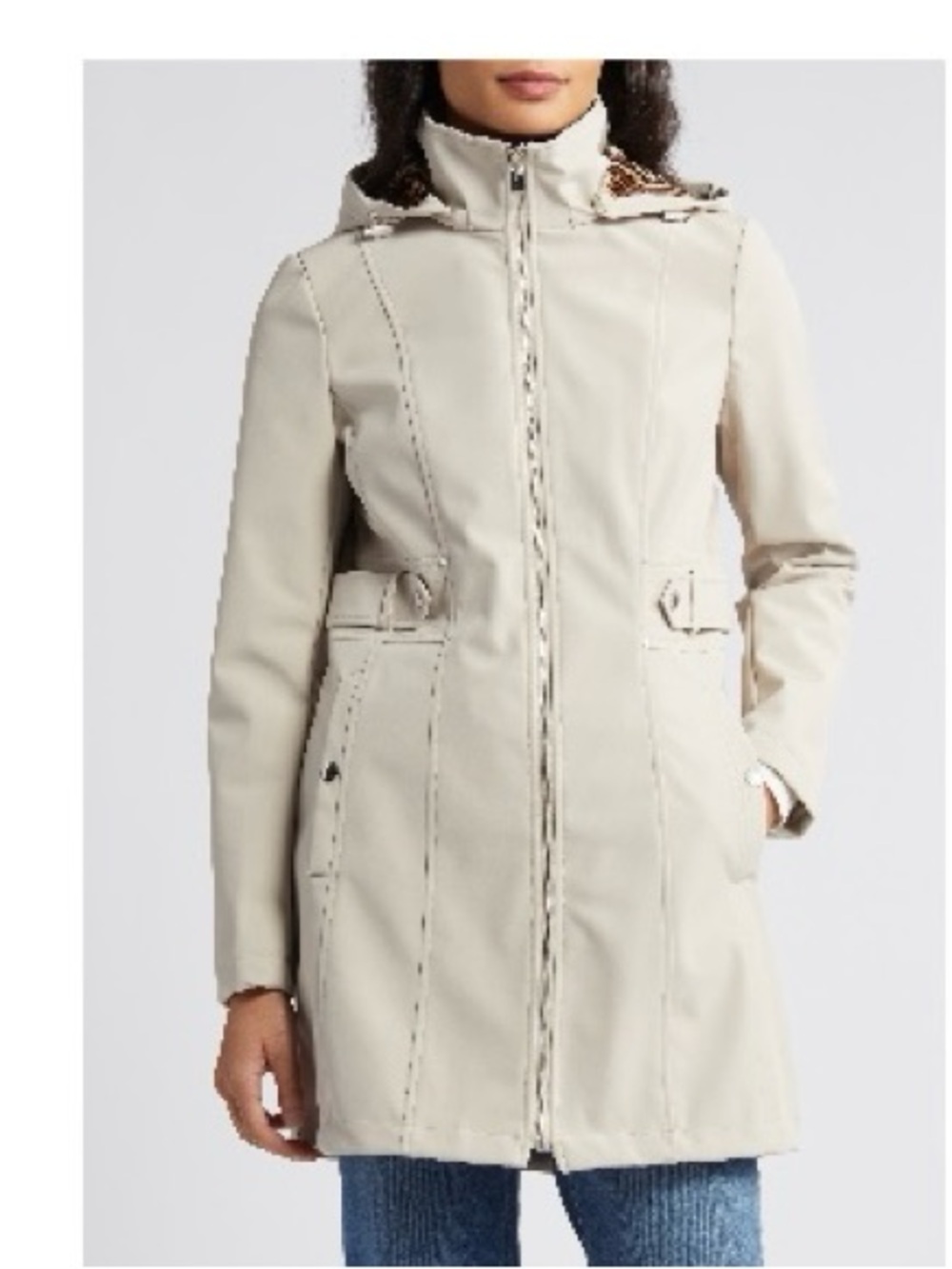 Via Spiga Hooded Softshell Jacket, Almond, Large